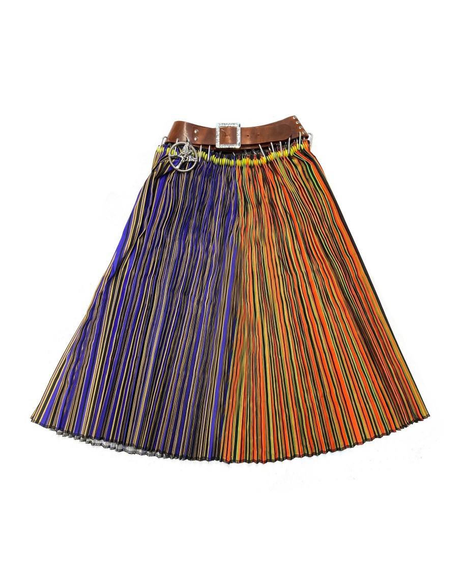 Skirts Chopova Lowena | Brown Belt Stripe Midi Skirt – Lowendress